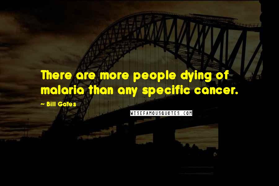 Bill Gates Quotes: There are more people dying of malaria than any specific cancer.