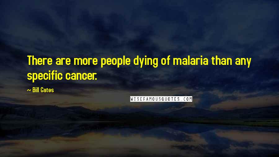 Bill Gates Quotes: There are more people dying of malaria than any specific cancer.
