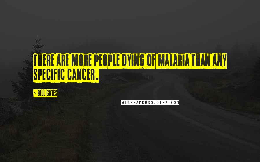 Bill Gates Quotes: There are more people dying of malaria than any specific cancer.