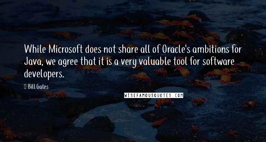 Bill Gates Quotes: While Microsoft does not share all of Oracle's ambitions for Java, we agree that it is a very valuable tool for software developers.