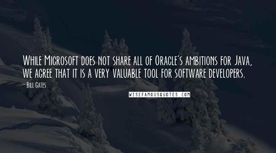 Bill Gates Quotes: While Microsoft does not share all of Oracle's ambitions for Java, we agree that it is a very valuable tool for software developers.