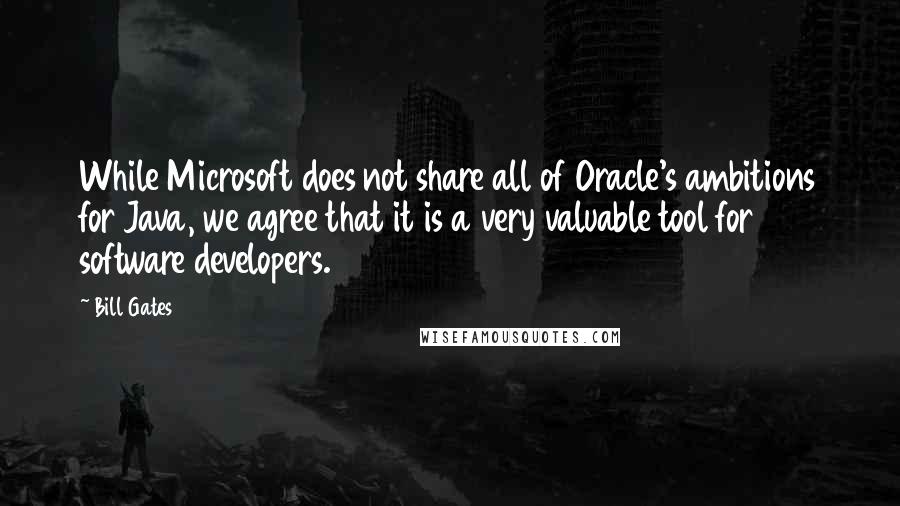 Bill Gates Quotes: While Microsoft does not share all of Oracle's ambitions for Java, we agree that it is a very valuable tool for software developers.