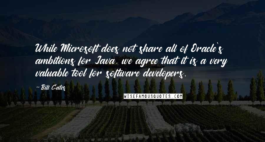 Bill Gates Quotes: While Microsoft does not share all of Oracle's ambitions for Java, we agree that it is a very valuable tool for software developers.