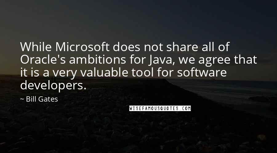 Bill Gates Quotes: While Microsoft does not share all of Oracle's ambitions for Java, we agree that it is a very valuable tool for software developers.