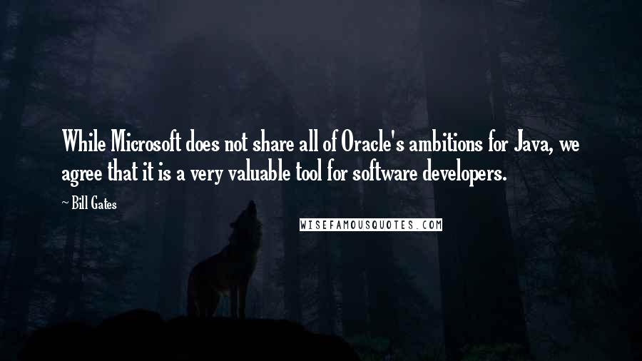 Bill Gates Quotes: While Microsoft does not share all of Oracle's ambitions for Java, we agree that it is a very valuable tool for software developers.
