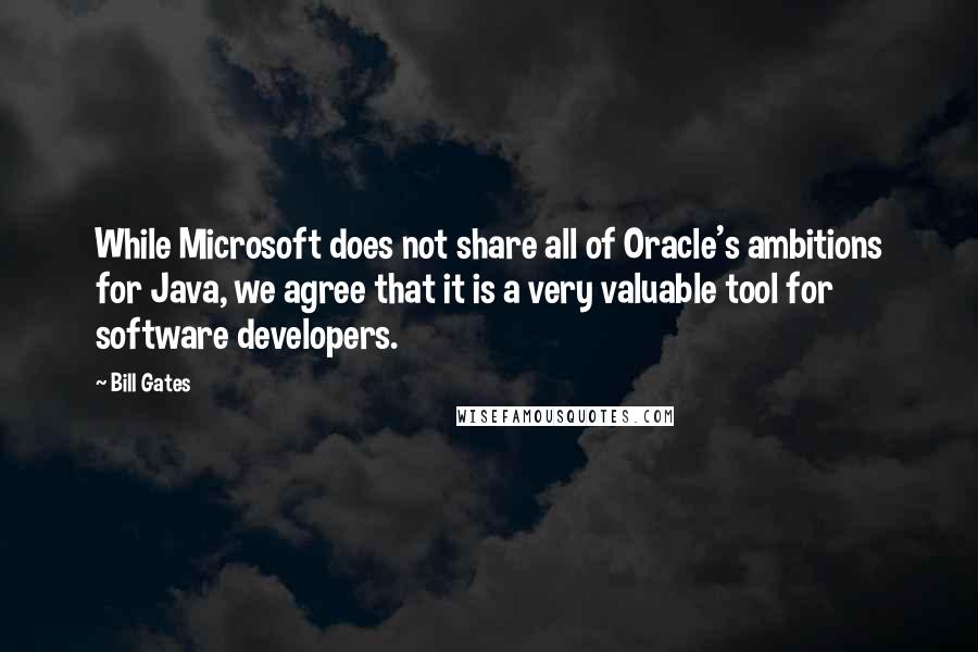 Bill Gates Quotes: While Microsoft does not share all of Oracle's ambitions for Java, we agree that it is a very valuable tool for software developers.