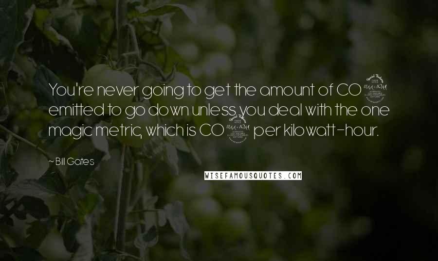 Bill Gates Quotes: You're never going to get the amount of CO2 emitted to go down unless you deal with the one magic metric, which is CO2 per kilowatt-hour.