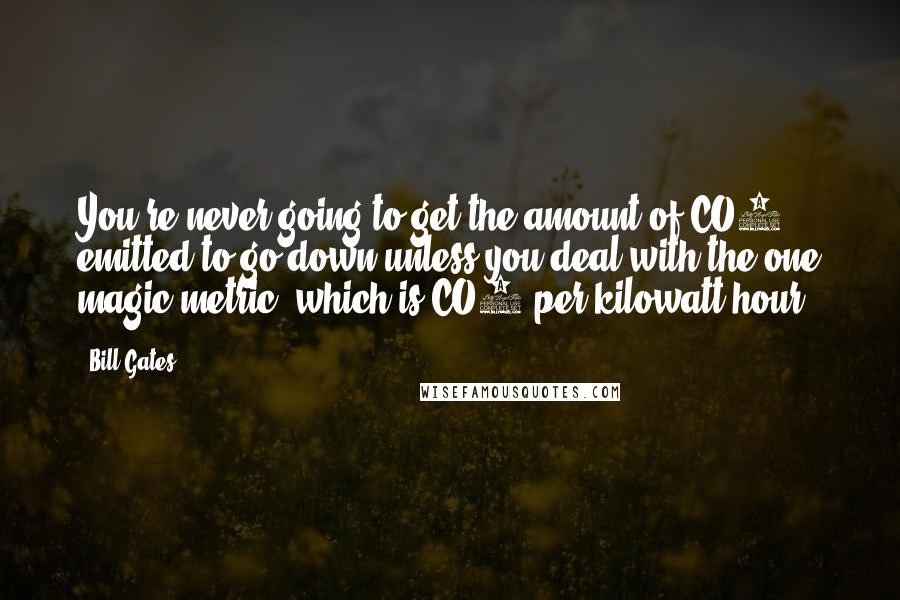 Bill Gates Quotes: You're never going to get the amount of CO2 emitted to go down unless you deal with the one magic metric, which is CO2 per kilowatt-hour.