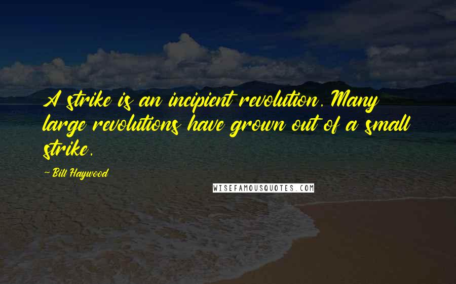 Bill Haywood Quotes: A strike is an incipient revolution. Many large revolutions have grown out of a small strike.