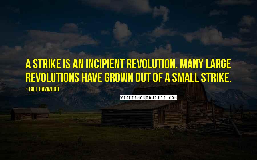 Bill Haywood Quotes: A strike is an incipient revolution. Many large revolutions have grown out of a small strike.