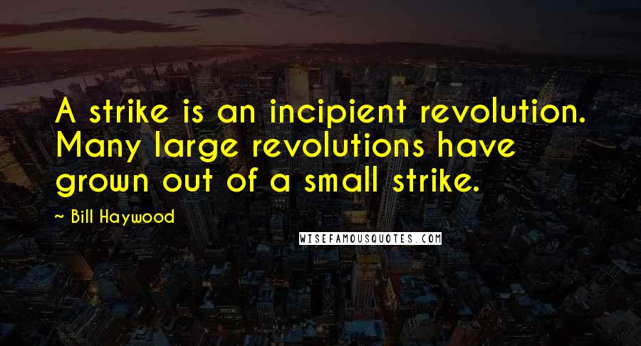 Bill Haywood Quotes: A strike is an incipient revolution. Many large revolutions have grown out of a small strike.