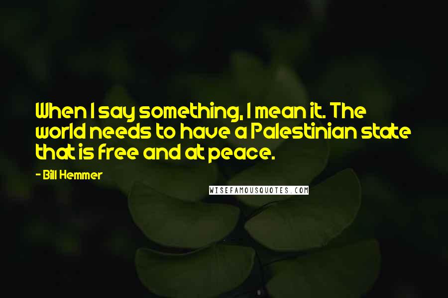 Bill Hemmer Quotes: When I say something, I mean it. The world needs to have a Palestinian state that is free and at peace.