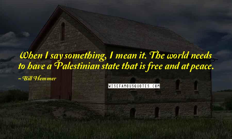 Bill Hemmer Quotes: When I say something, I mean it. The world needs to have a Palestinian state that is free and at peace.