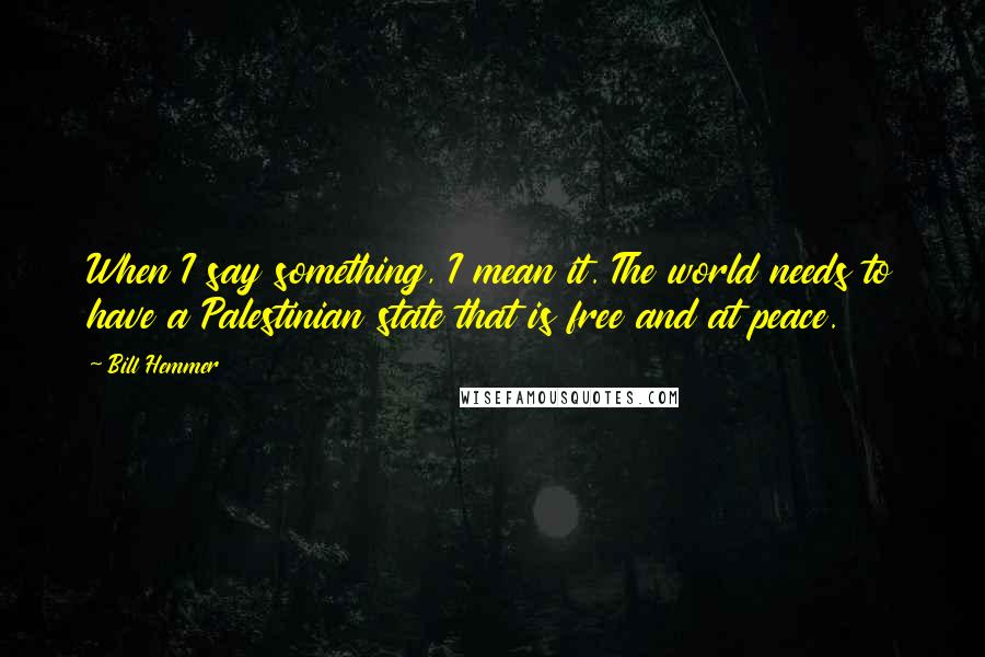 Bill Hemmer Quotes: When I say something, I mean it. The world needs to have a Palestinian state that is free and at peace.