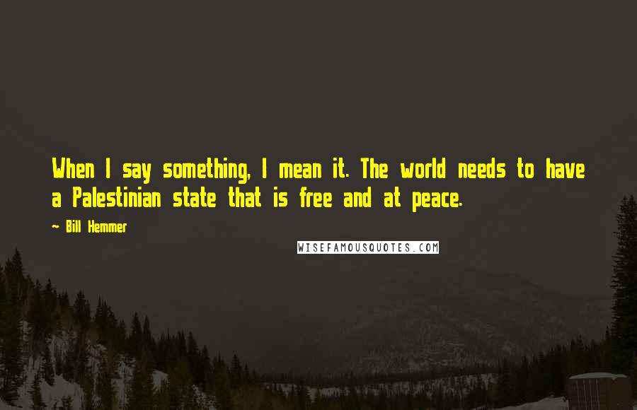 Bill Hemmer Quotes: When I say something, I mean it. The world needs to have a Palestinian state that is free and at peace.