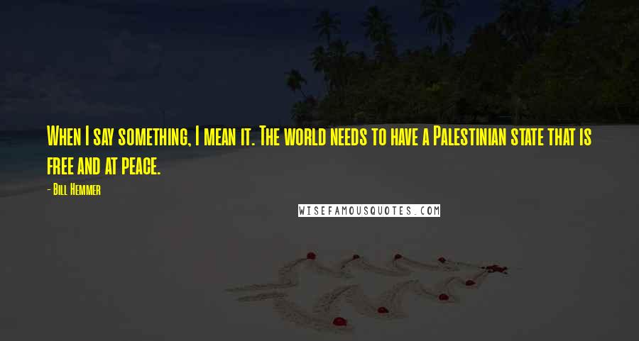 Bill Hemmer Quotes: When I say something, I mean it. The world needs to have a Palestinian state that is free and at peace.