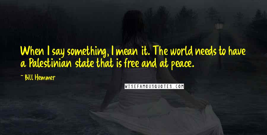 Bill Hemmer Quotes: When I say something, I mean it. The world needs to have a Palestinian state that is free and at peace.