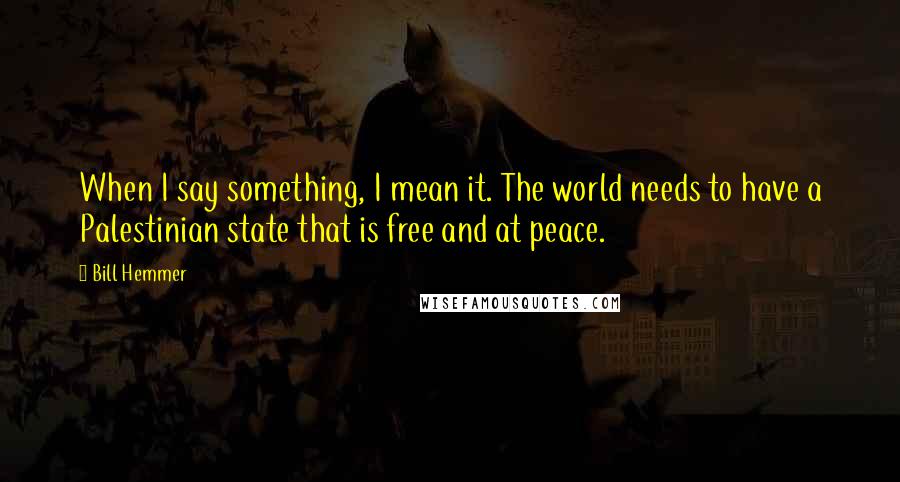 Bill Hemmer Quotes: When I say something, I mean it. The world needs to have a Palestinian state that is free and at peace.