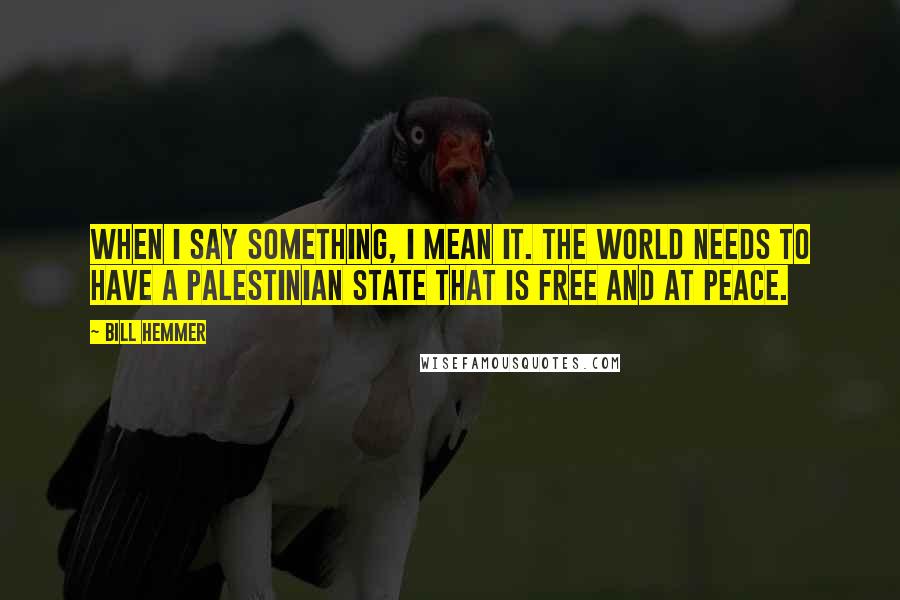 Bill Hemmer Quotes: When I say something, I mean it. The world needs to have a Palestinian state that is free and at peace.