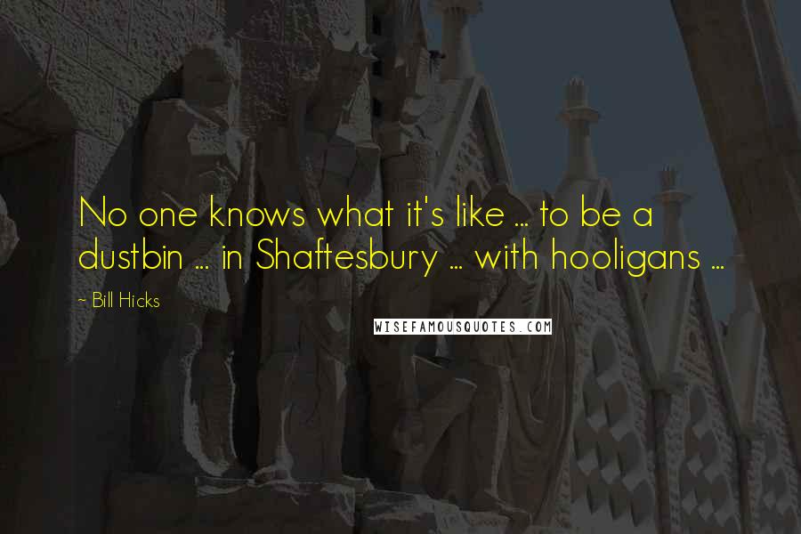 Bill Hicks Quotes: No one knows what it's like ... to be a dustbin ... in Shaftesbury ... with hooligans ...