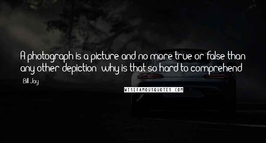 Bill Jay Quotes: A photograph is a picture and no more true or false than any other depiction; why is that so hard to comprehend?