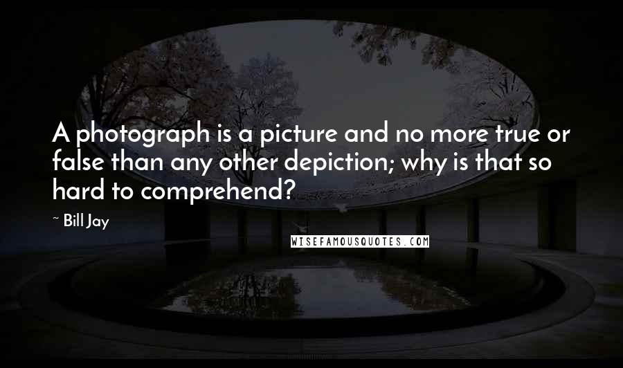 Bill Jay Quotes: A photograph is a picture and no more true or false than any other depiction; why is that so hard to comprehend?