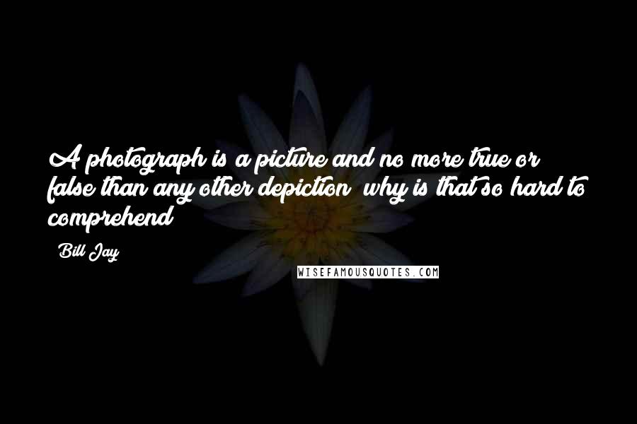 Bill Jay Quotes: A photograph is a picture and no more true or false than any other depiction; why is that so hard to comprehend?