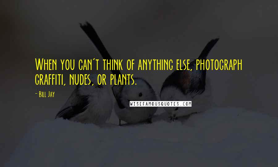 Bill Jay Quotes: When you can't think of anything else, photograph graffiti, nudes, or plants.