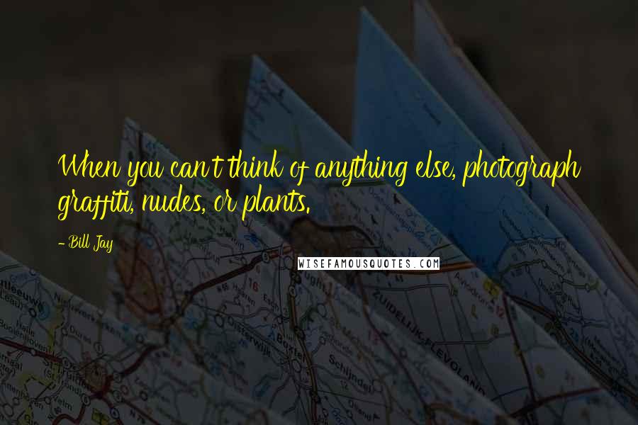 Bill Jay Quotes: When you can't think of anything else, photograph graffiti, nudes, or plants.