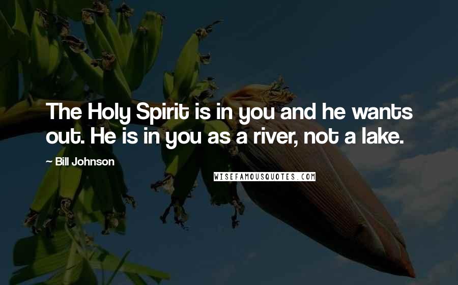 Bill Johnson Quotes: The Holy Spirit is in you and he wants out. He is in you as a river, not a lake.