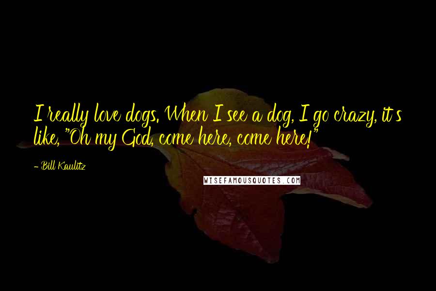 Bill Kaulitz Quotes: I really love dogs. When I see a dog, I go crazy, it's like, "Oh my God, come here, come here!"