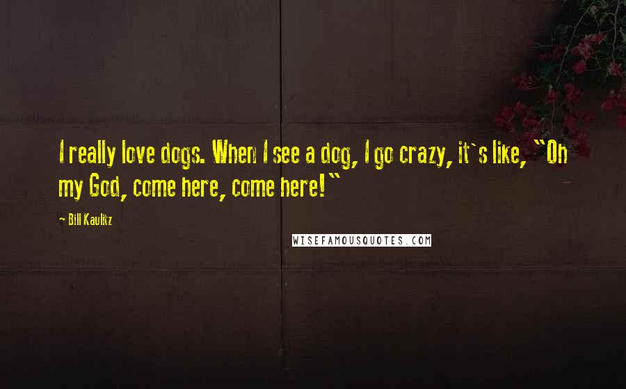 Bill Kaulitz Quotes: I really love dogs. When I see a dog, I go crazy, it's like, "Oh my God, come here, come here!"