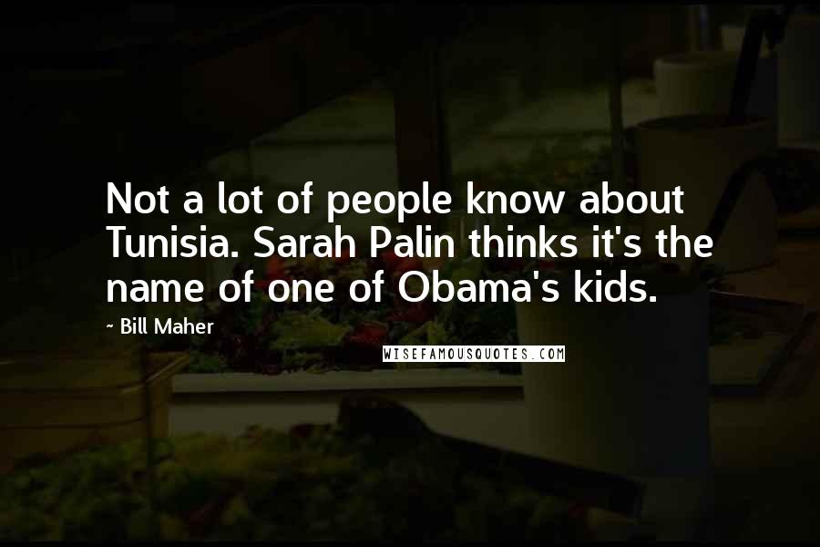 Bill Maher Quotes: Not a lot of people know about Tunisia. Sarah Palin thinks it's the name of one of Obama's kids.