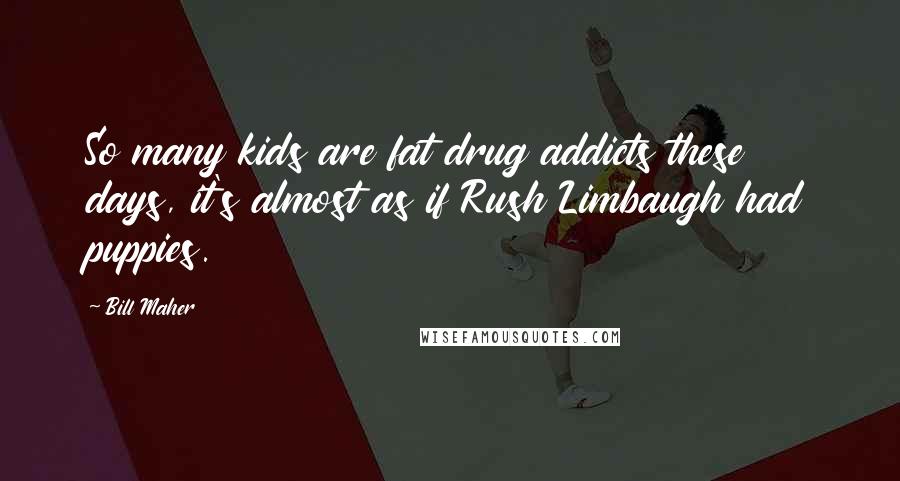 Bill Maher Quotes: So many kids are fat drug addicts these days, it's almost as if Rush Limbaugh had puppies.