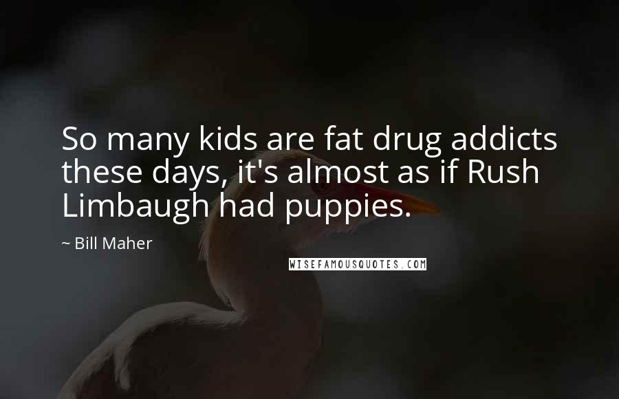 Bill Maher Quotes: So many kids are fat drug addicts these days, it's almost as if Rush Limbaugh had puppies.