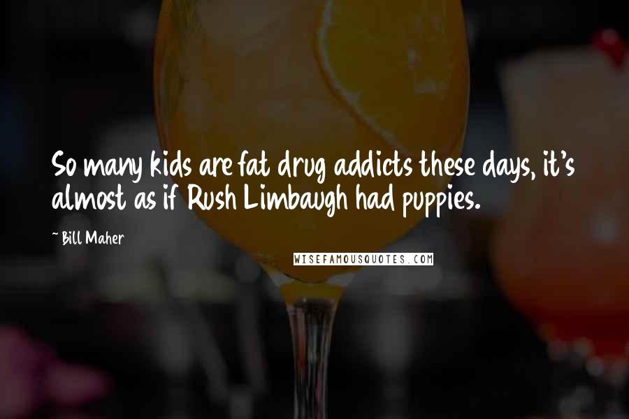Bill Maher Quotes: So many kids are fat drug addicts these days, it's almost as if Rush Limbaugh had puppies.