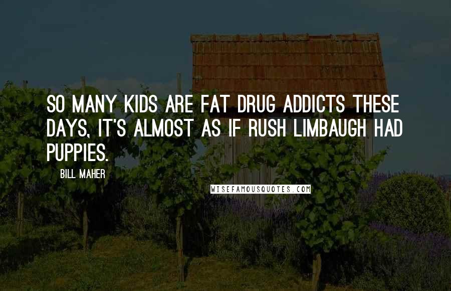 Bill Maher Quotes: So many kids are fat drug addicts these days, it's almost as if Rush Limbaugh had puppies.