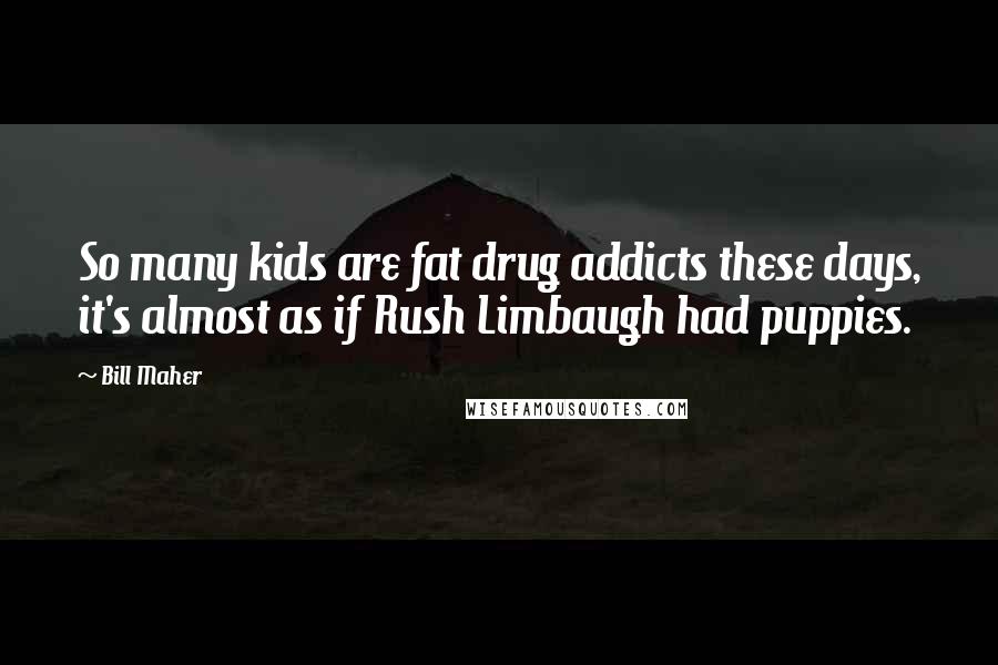 Bill Maher Quotes: So many kids are fat drug addicts these days, it's almost as if Rush Limbaugh had puppies.