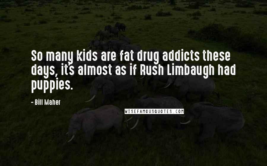 Bill Maher Quotes: So many kids are fat drug addicts these days, it's almost as if Rush Limbaugh had puppies.