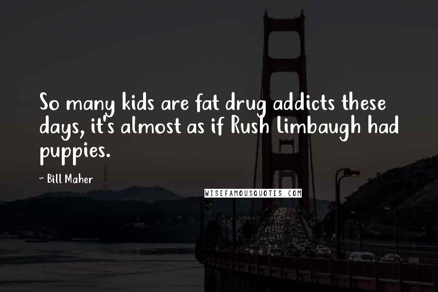 Bill Maher Quotes: So many kids are fat drug addicts these days, it's almost as if Rush Limbaugh had puppies.