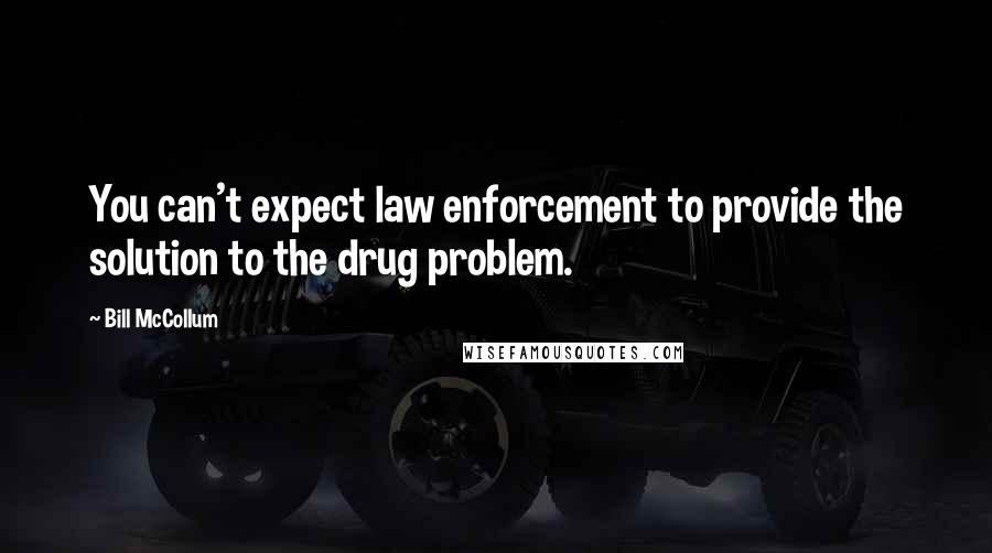Bill McCollum Quotes: You can't expect law enforcement to provide the solution to the drug problem.