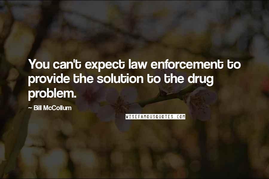 Bill McCollum Quotes: You can't expect law enforcement to provide the solution to the drug problem.