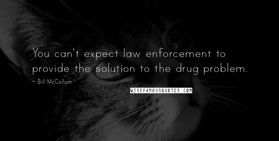 Bill McCollum Quotes: You can't expect law enforcement to provide the solution to the drug problem.