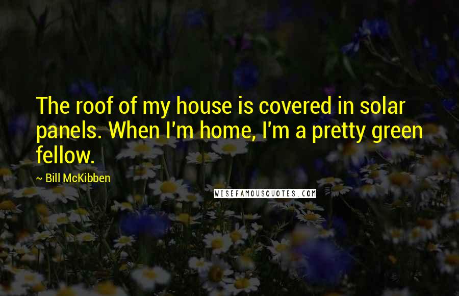 Bill McKibben Quotes: The roof of my house is covered in solar panels. When I'm home, I'm a pretty green fellow.