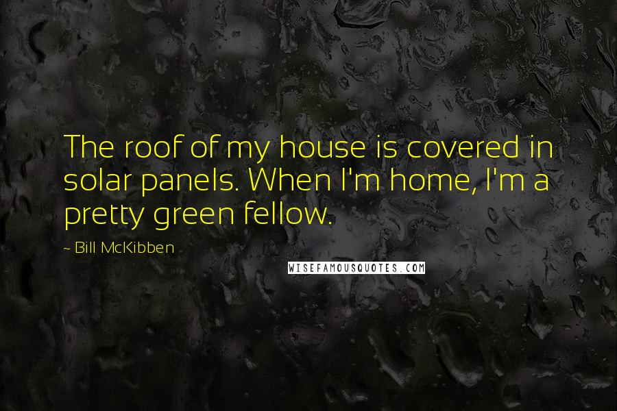 Bill McKibben Quotes: The roof of my house is covered in solar panels. When I'm home, I'm a pretty green fellow.