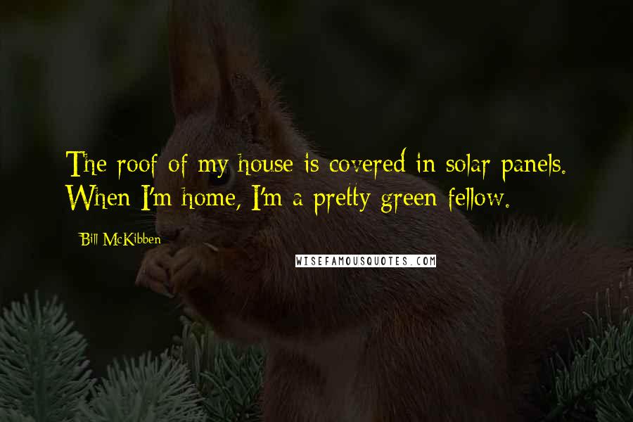 Bill McKibben Quotes: The roof of my house is covered in solar panels. When I'm home, I'm a pretty green fellow.