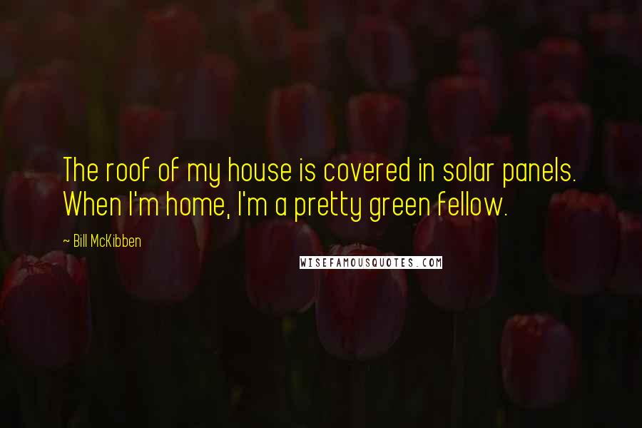 Bill McKibben Quotes: The roof of my house is covered in solar panels. When I'm home, I'm a pretty green fellow.