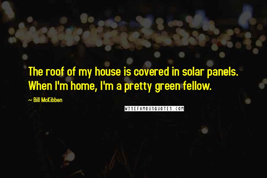 Bill McKibben Quotes: The roof of my house is covered in solar panels. When I'm home, I'm a pretty green fellow.