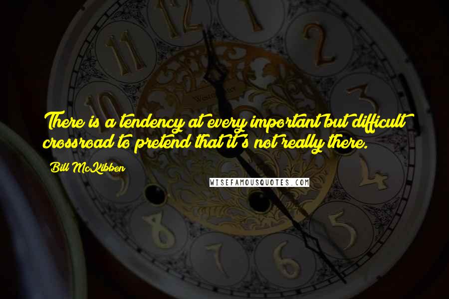 Bill McKibben Quotes: There is a tendency at every important but difficult crossroad to pretend that it's not really there.