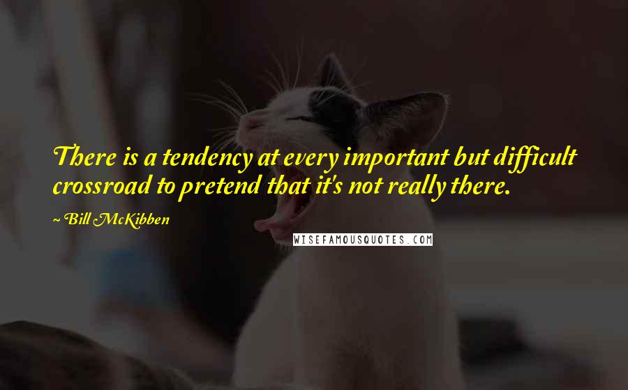 Bill McKibben Quotes: There is a tendency at every important but difficult crossroad to pretend that it's not really there.